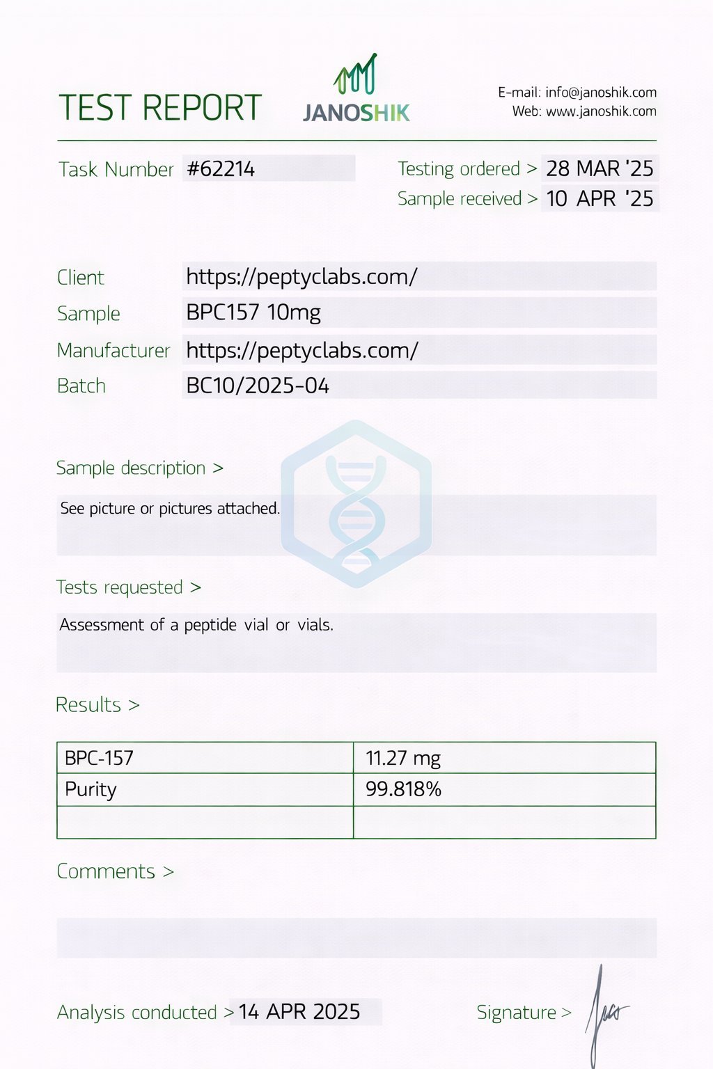 BPC-157 COA