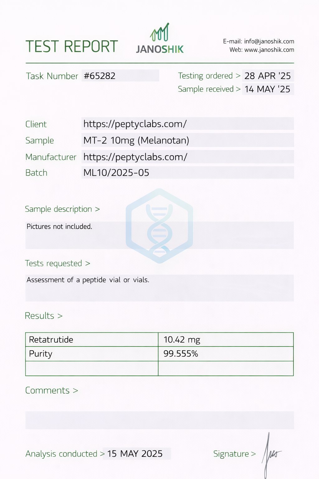 Melanotan II COA