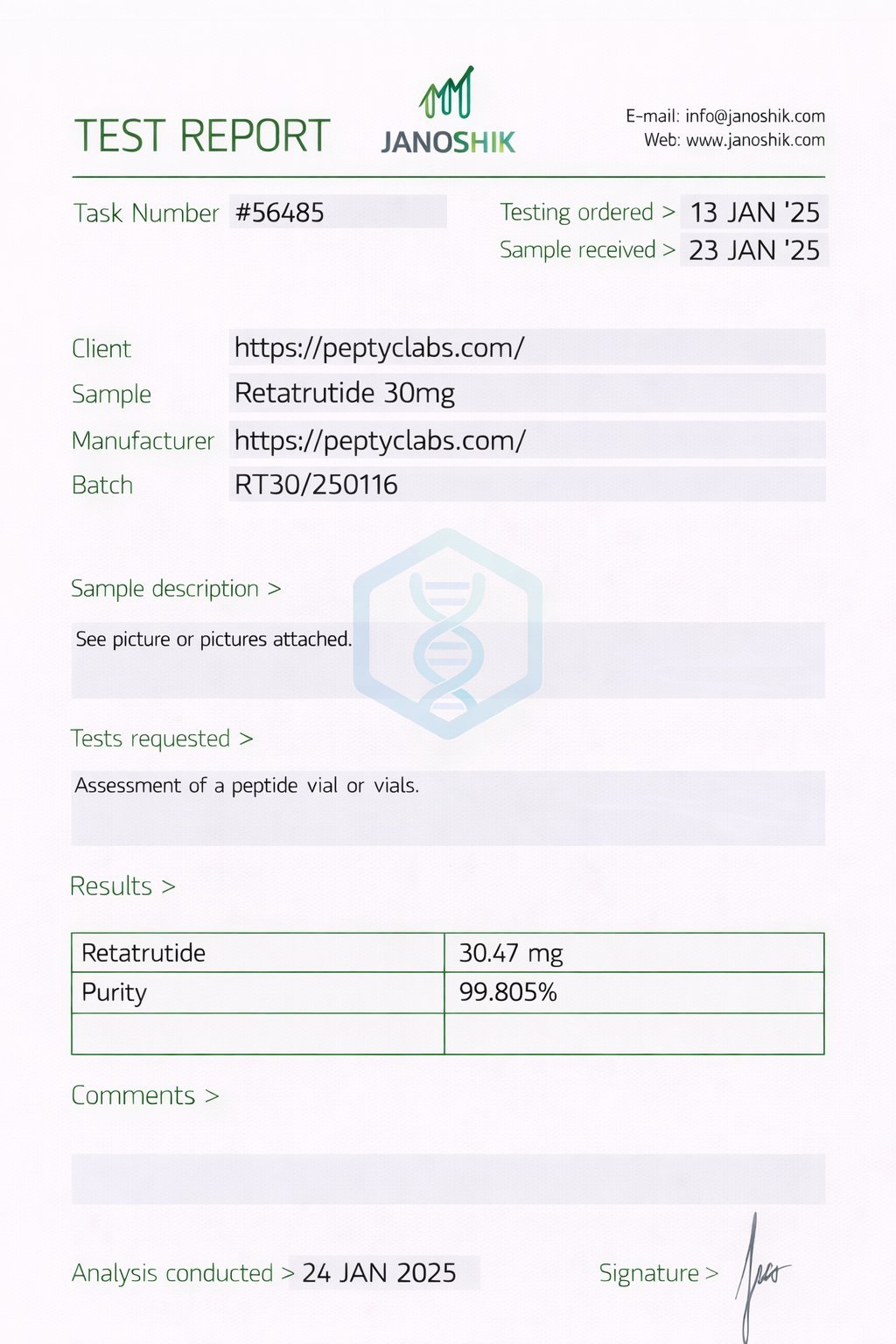 Retatrutide 30mg COA